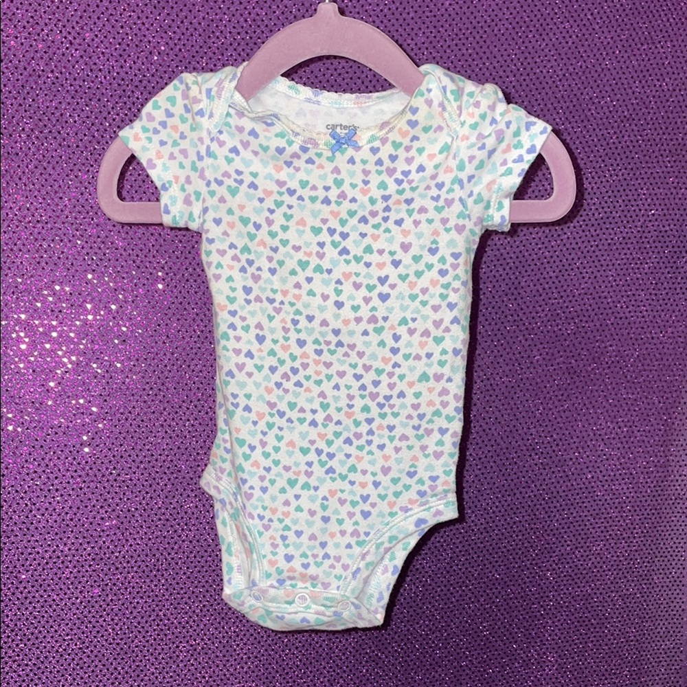 Carter’s onesie white with colored hearts